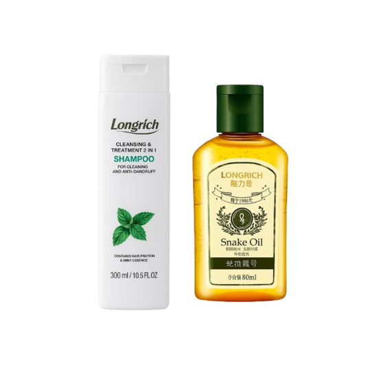 Dites Adieu aux Pellicules & à la Chute de Cheveux ! Le Duo Miracle Longrich : Shampoing Anti-Pelliculaire + Huile de Serpent Réparatrice 💧🔥